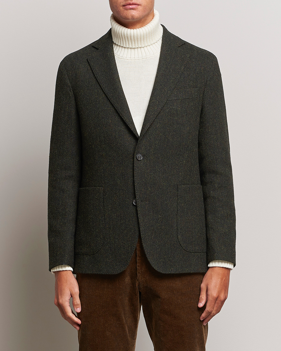Herren | Sakkos | Oscar Jacobson | Fogerty Moon Herringbone Tweed Blazer Green