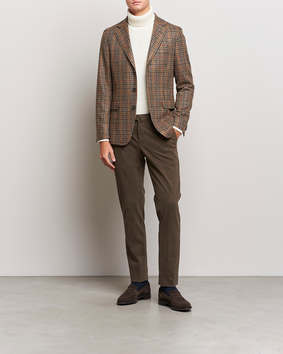 Herren | Sakkos | Oscar Jacobson | Eizer Houndstooth Wool/Cashmere Blazer Brown