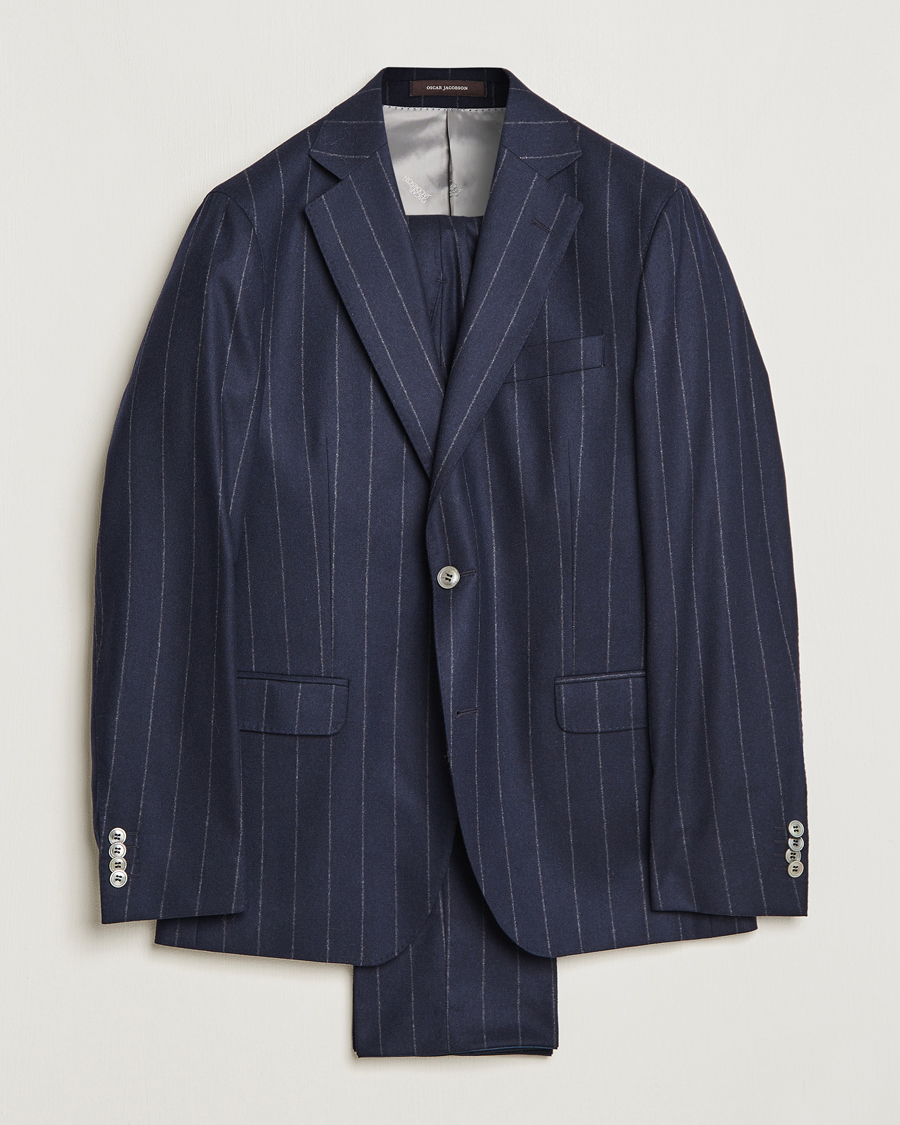 Herren | Anzüge | Oscar Jacobson | Fogerty Denz Pinstripe Wool Suit Navy