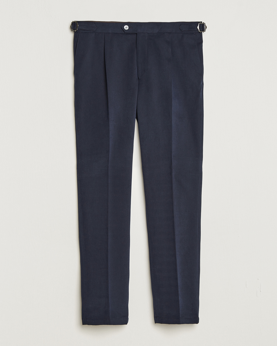 Herren | Hosen | Oscar Jacobson | Delon Brushed Cotton Trousers Navy