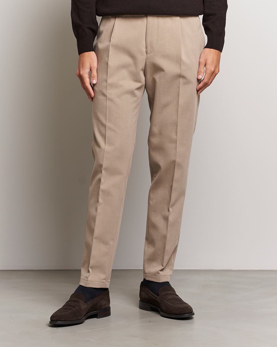 Herren | Hosen | Oscar Jacobson | Delon Brushed Cotton Trousers Beige