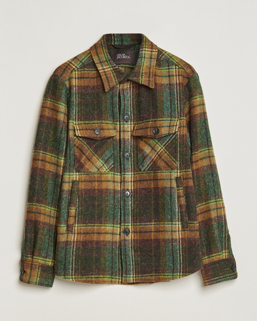 Herren | Hemden | Oscar Jacobson | Maverick Moon Checked Overshirt Green
