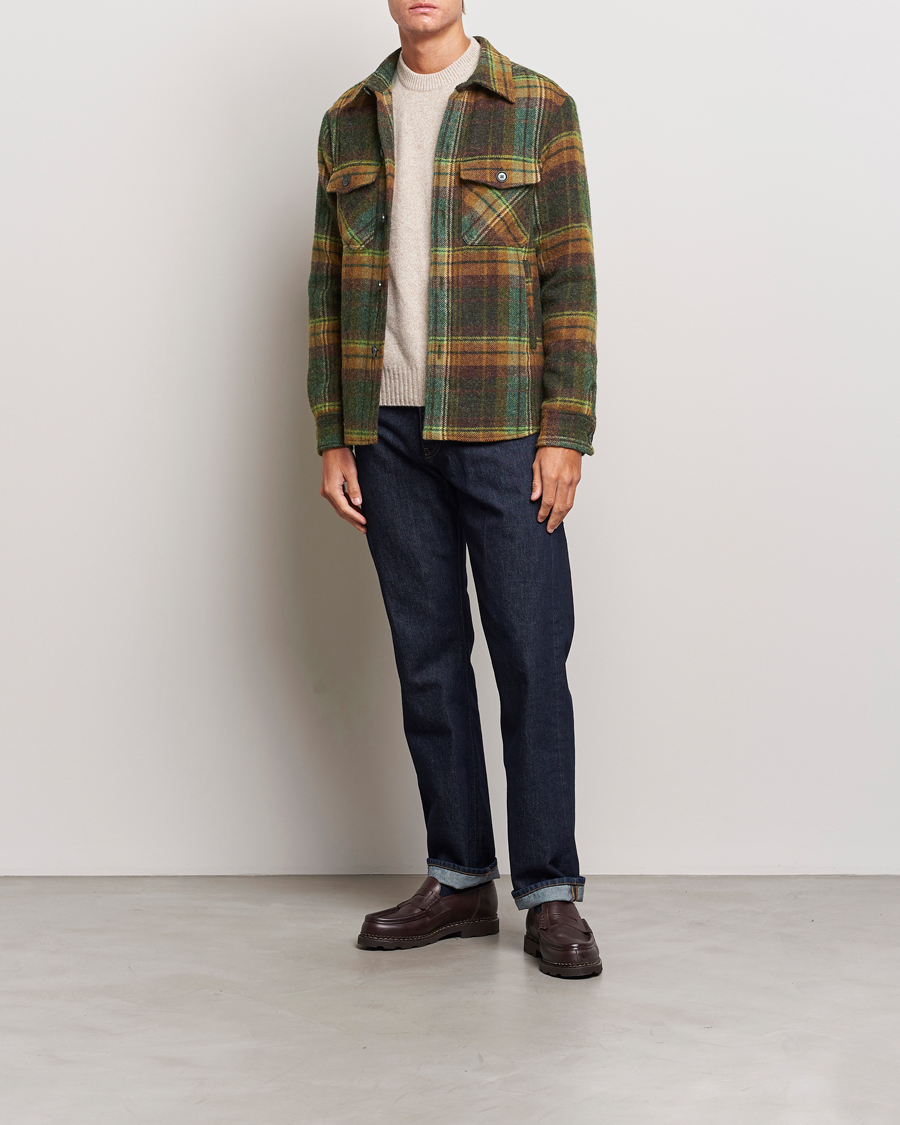 Herren | Hemden | Oscar Jacobson | Maverick Moon Checked Overshirt Green