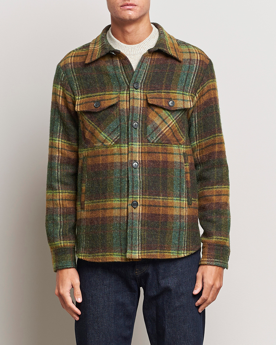 Herren | Hemden | Oscar Jacobson | Maverick Moon Checked Overshirt Green
