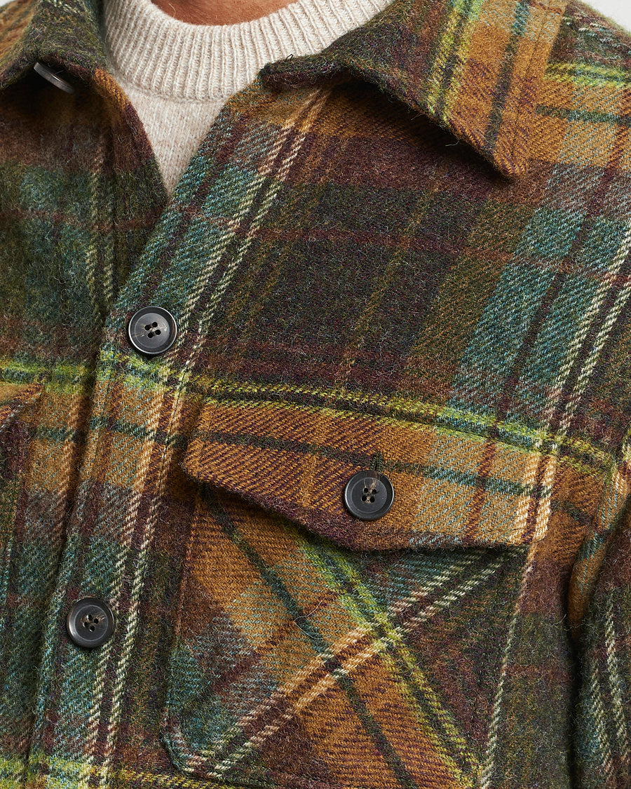 Herren | Hemden | Oscar Jacobson | Maverick Moon Checked Overshirt Green