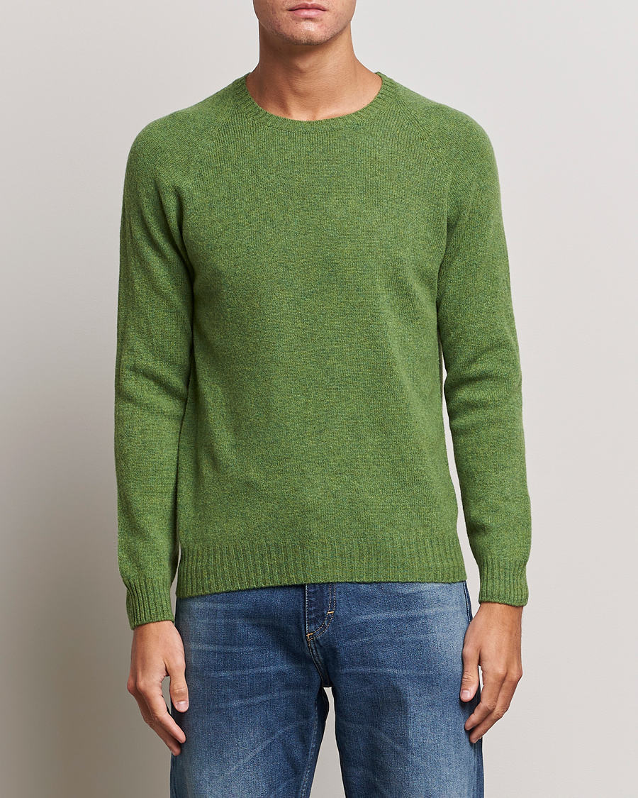 Herren | Pullover | Oscar Jacobson | Kendal Raglan Wool Crewneck Green