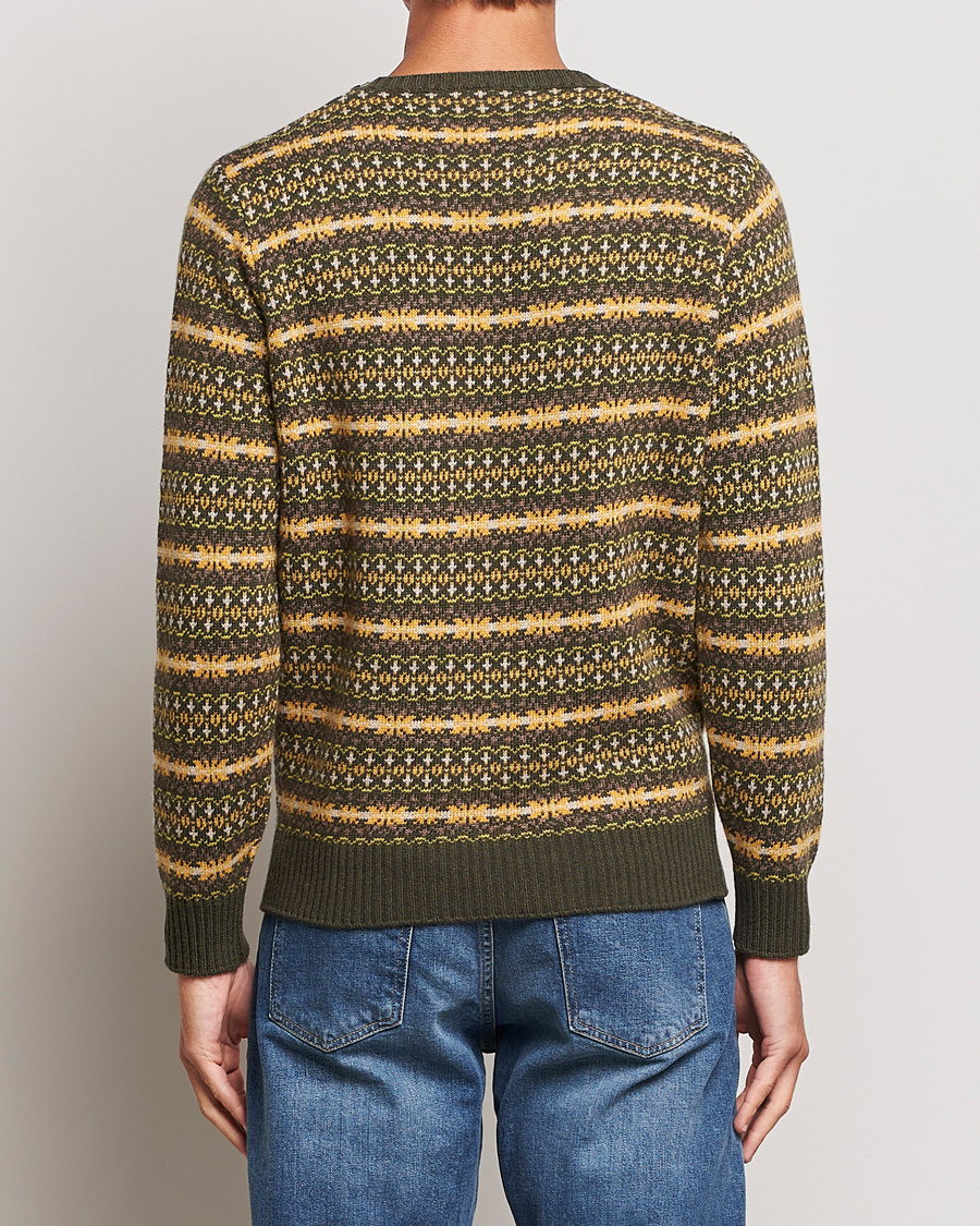 Herren | Pullover | Oscar Jacobson | Pete Fairisle Wool/Cashmere Crewneck Green