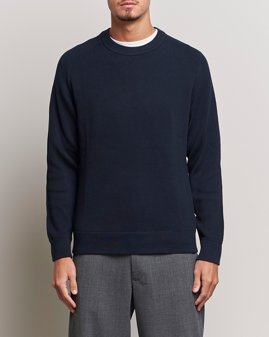 Herren | NN07 | NN07 | Kevin Cotton Knitted Sweater Navy Blue
