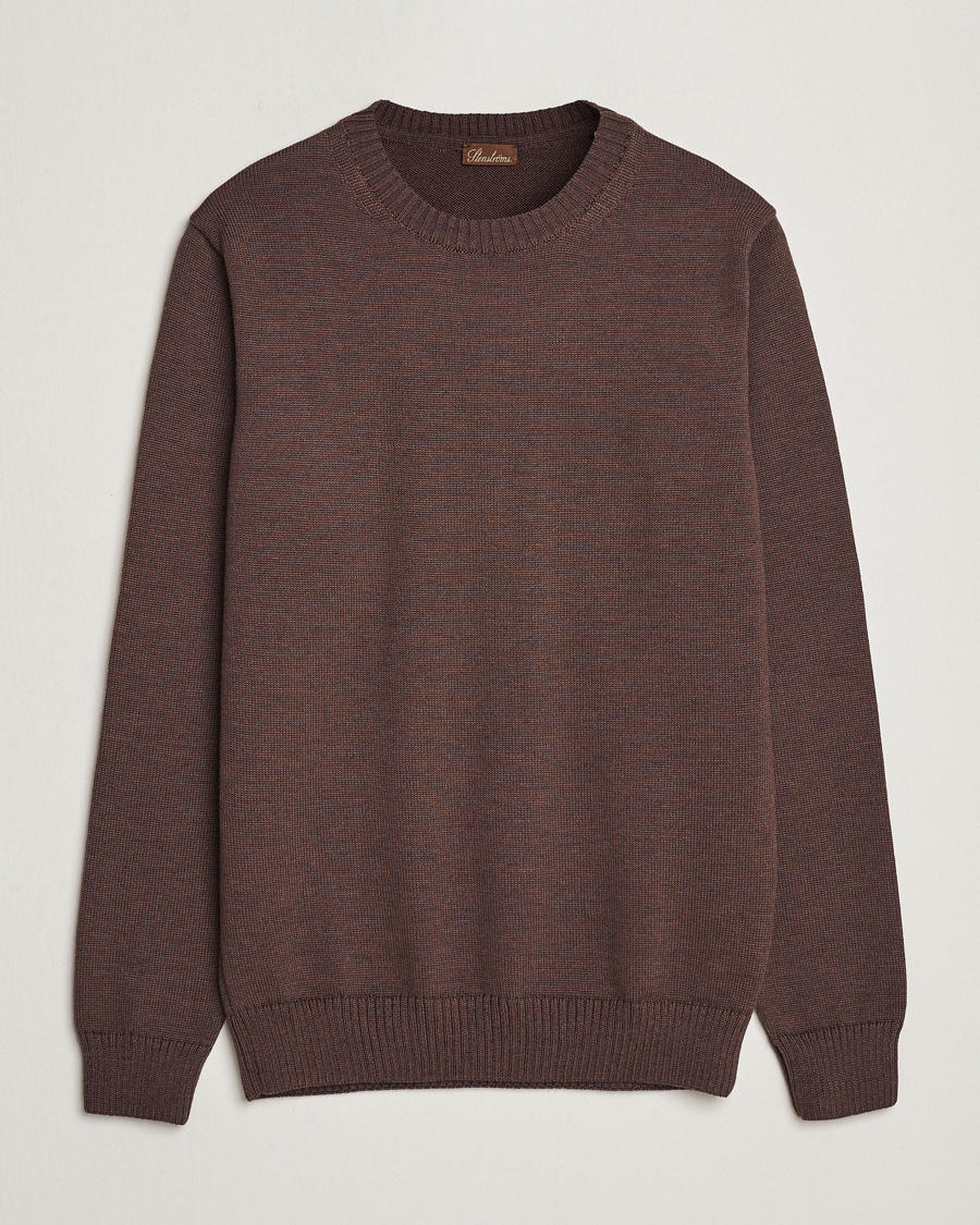 Herren | Pullover | Stenströms | Chunky Merino Crew Neck Brown