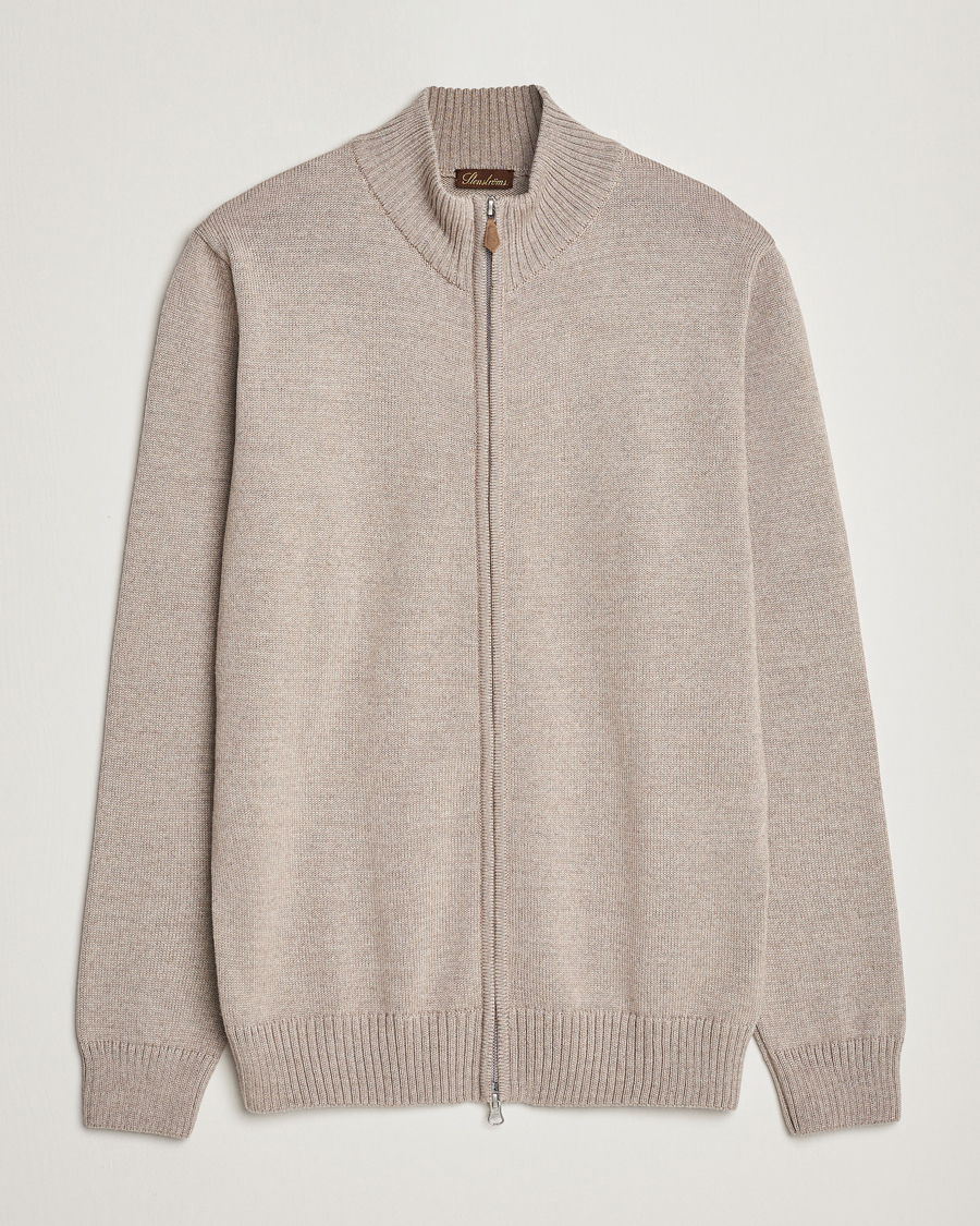 Herren | Pullover | Stenströms | Chunky Merino Full Zip Cardigan Beige