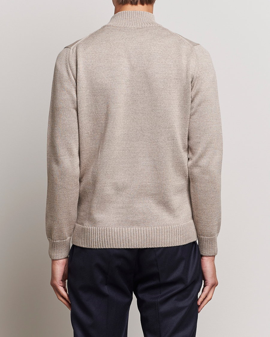 Herren | Pullover | Stenströms | Chunky Merino Full Zip Cardigan Beige