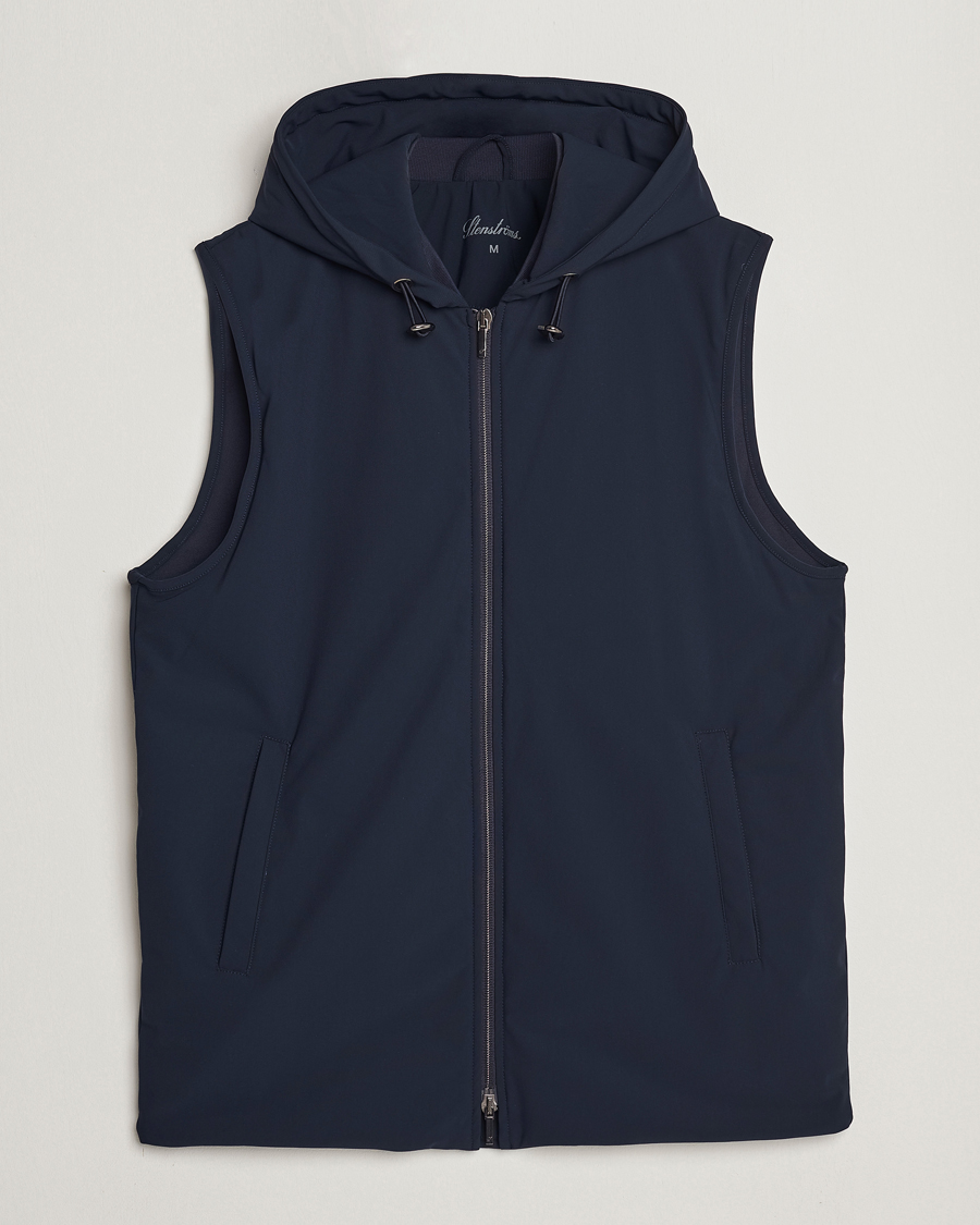 Herren | Jacken | Stenströms | Active Jersey Leisure Hood Vest Navy