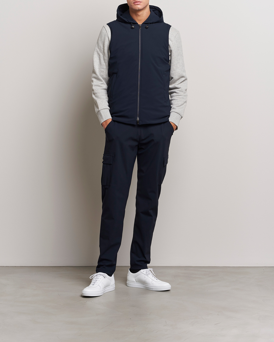 Herren | Jacken | Stenströms | Active Jersey Leisure Hood Vest Navy