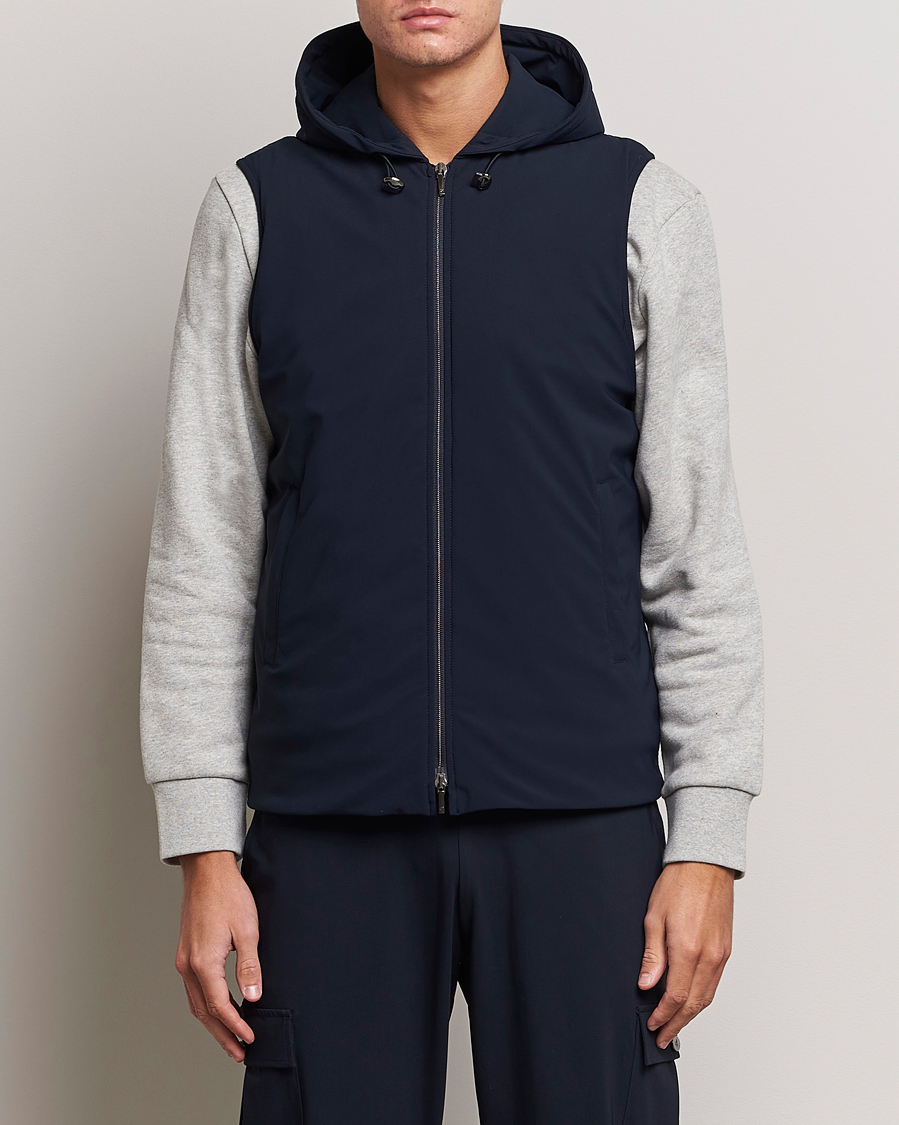 Herren | Jacken | Stenströms | Active Jersey Leisure Hood Vest Navy