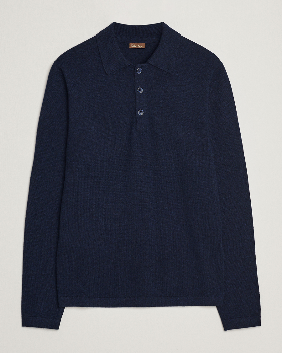Herren | Pullover | Stenströms | Cashmere Poloshirt Navy