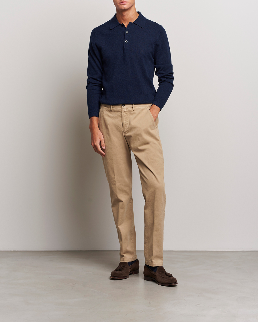 Herren | Pullover | Stenströms | Cashmere Poloshirt Navy