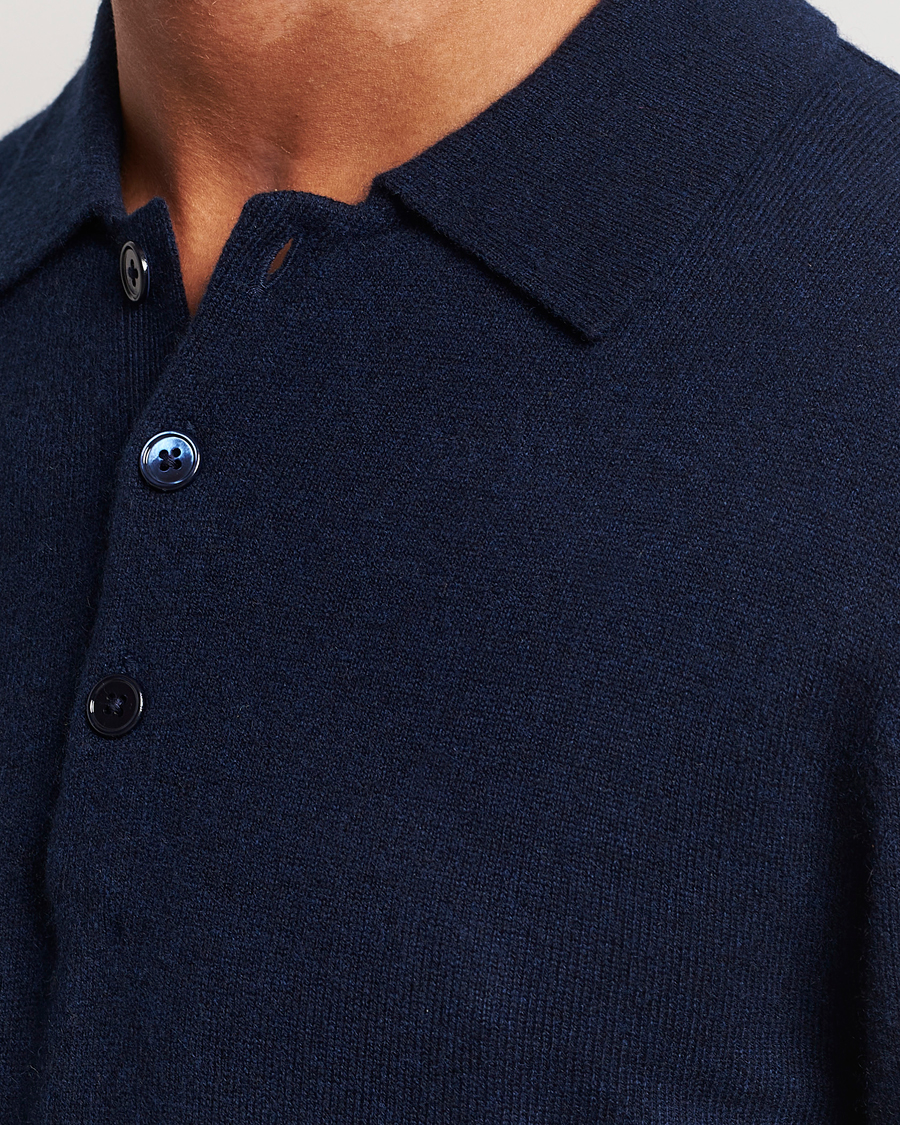 Herren | Pullover | Stenströms | Cashmere Poloshirt Navy