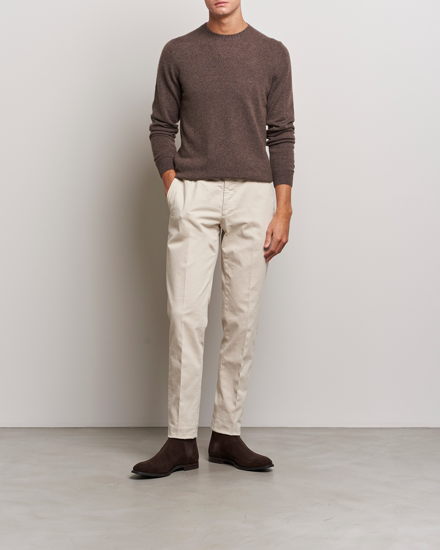 Herren | Pullover | Stenströms | Cashmere Crewneck Dark Brown
