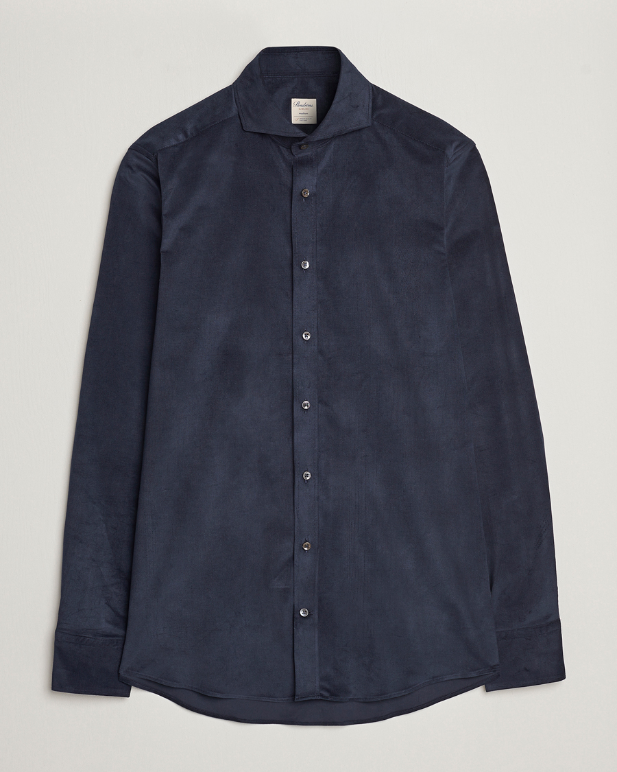 Herren | Hemden | Stenströms | Slimline Cut Away Corduroy Shirt Navy