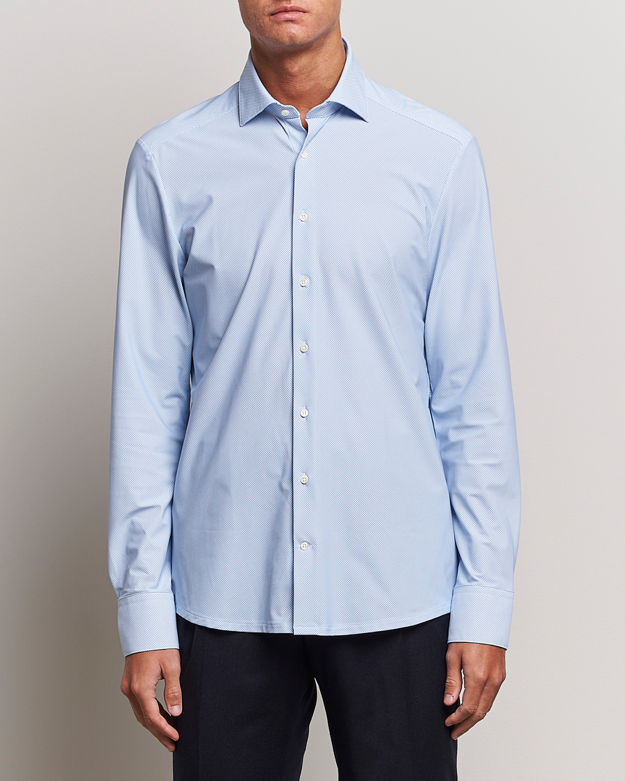 Herren | Hemden | Stenströms | Slimline 4-Way Stretch Cut Away Shirt Light Blue