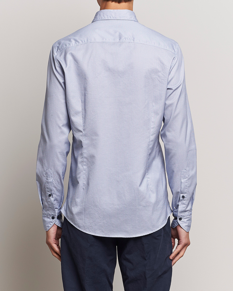 Herren | Hemden | Stenströms | Slimline Micro Print Cut Away Shirt Blue