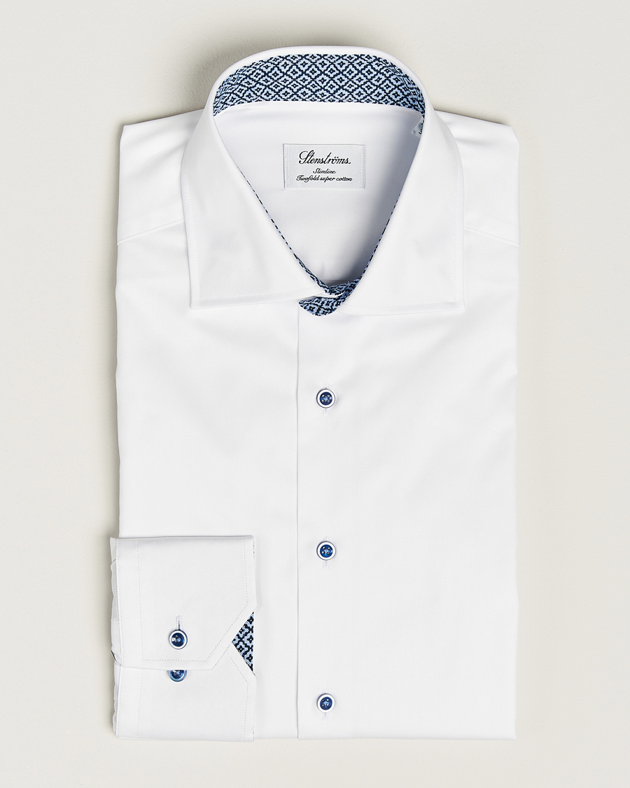 Herren | Hemden | Stenströms | Slimline Contrast Cut Away Shirt White