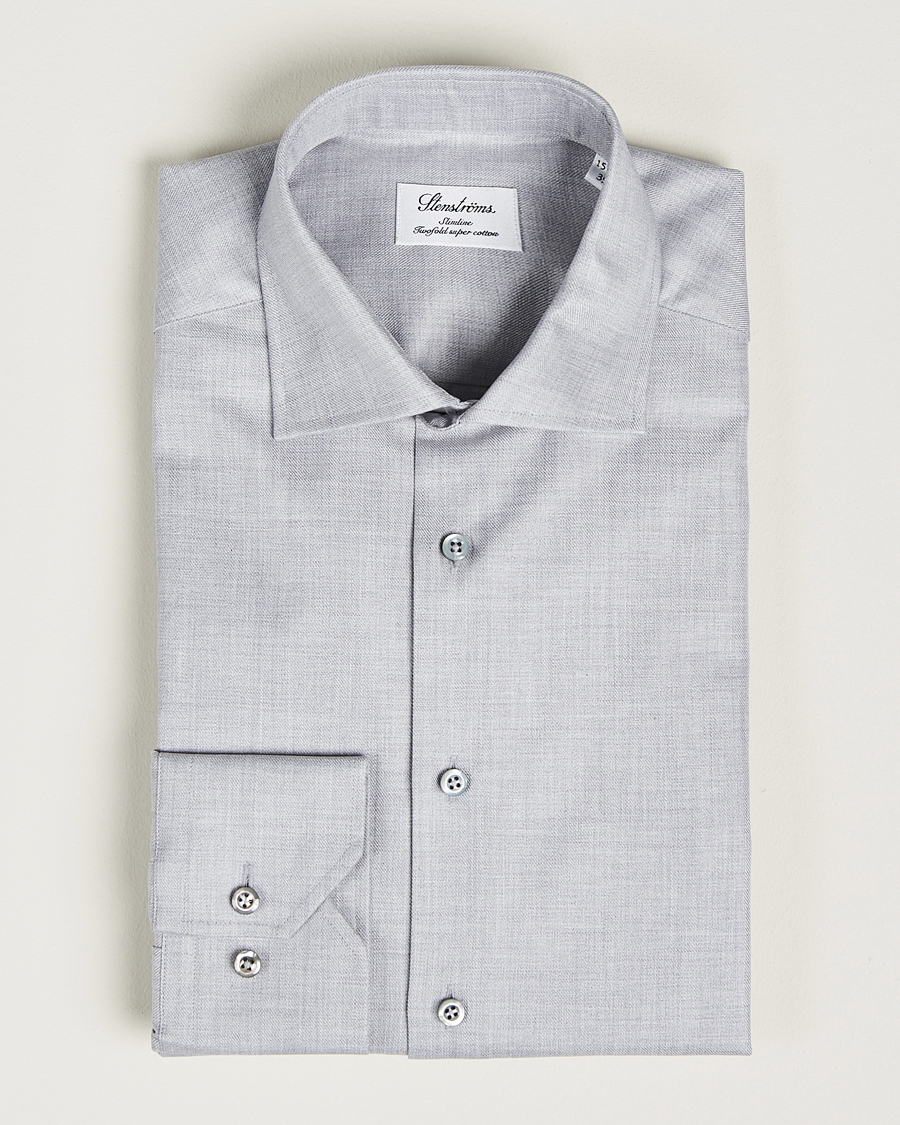 Herren | Hemden | Stenströms | Slimline Two Fold Melange Cut Away Shirt Grey