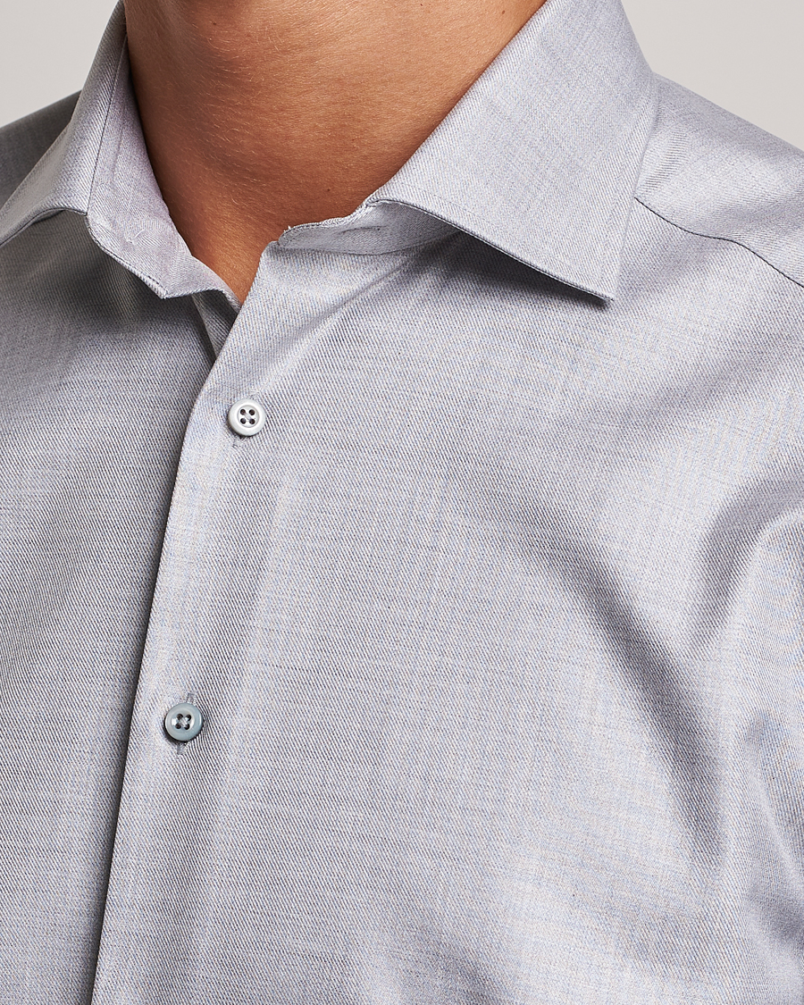 Herren | Hemden | Stenströms | Slimline Two Fold Melange Cut Away Shirt Grey