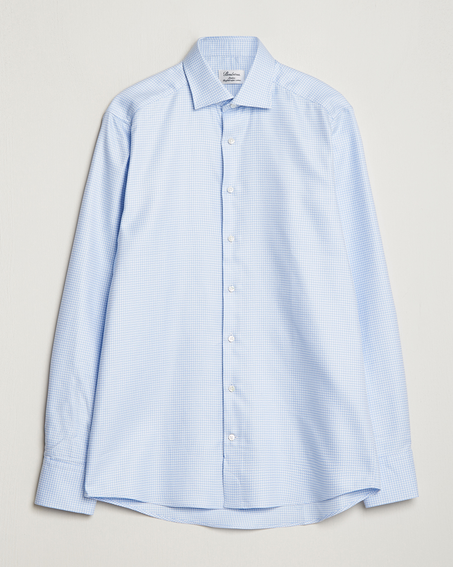 Herren | Hemden | Stenströms | Slimline Micro Structure Cut Away Shirt Light Blue