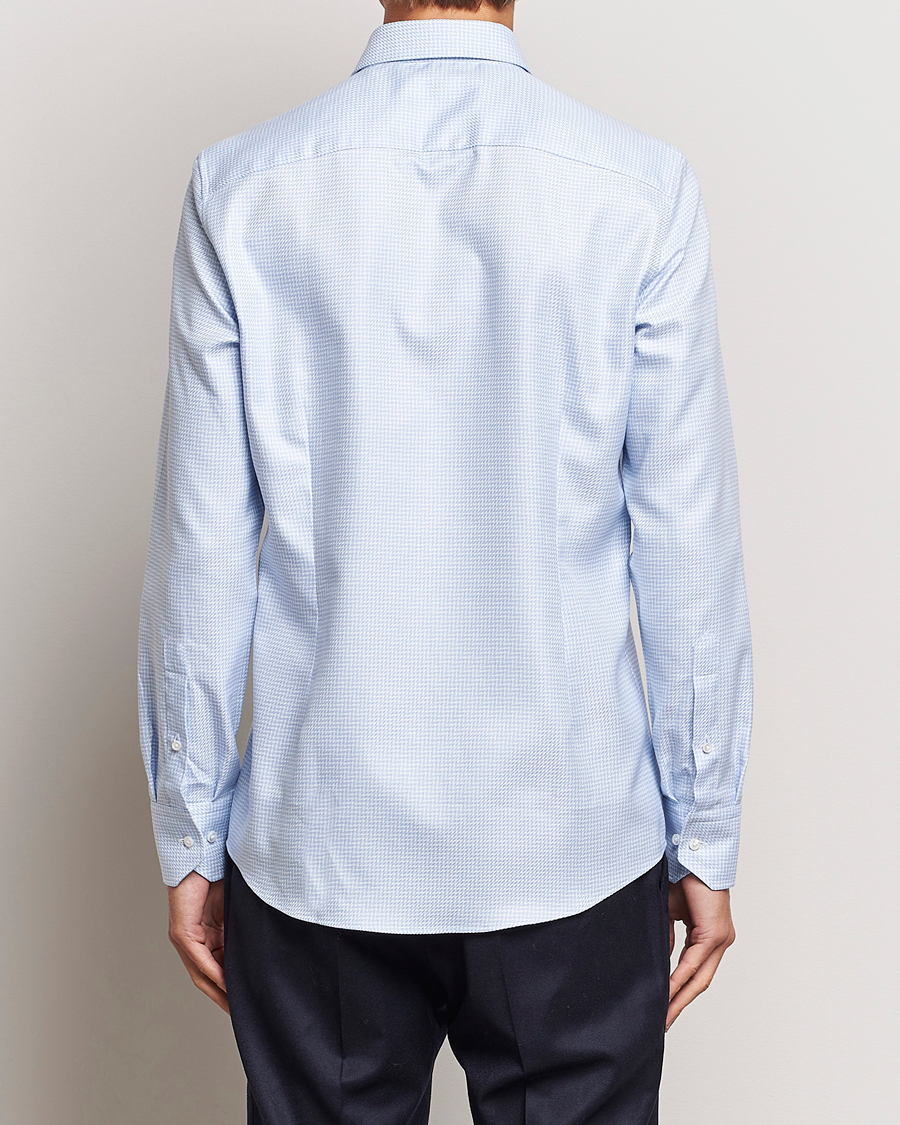 Herren | Hemden | Stenströms | Slimline Micro Structure Cut Away Shirt Light Blue