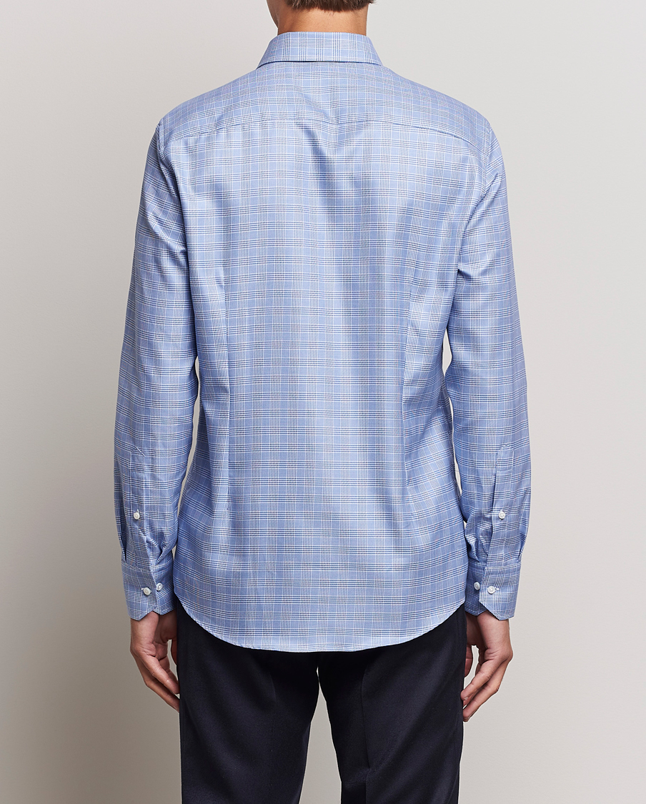 Herren | Hemden | Stenströms | Slimline Checked Cut Away Shirt Blue