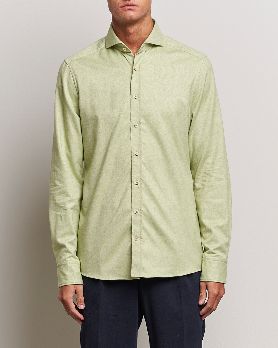 Herren | Hemden | Stenströms | Slimline Flannel Shirt Green