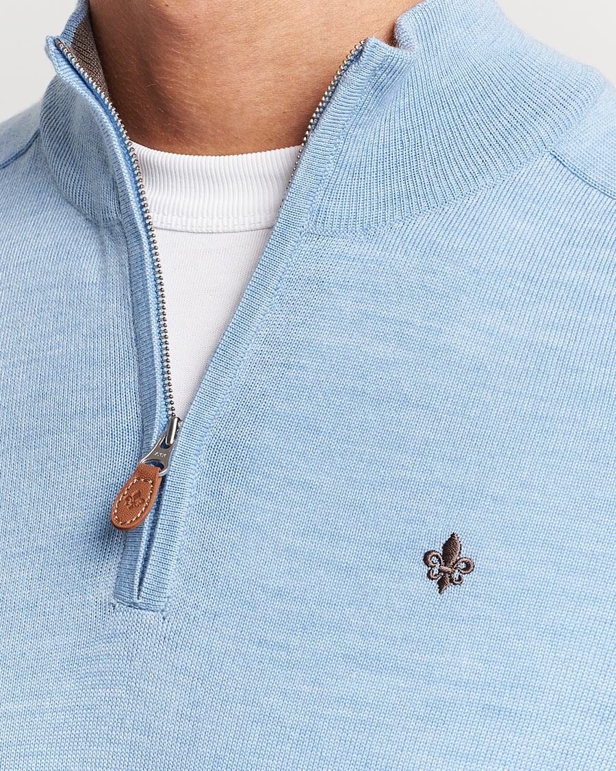 Herren | Pullover | Morris | John Merino Half Zip Light Blue