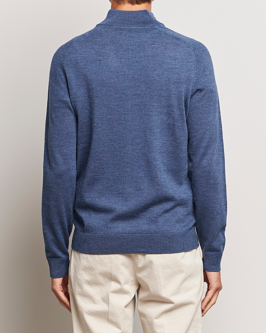 Herren | Pullover | Morris | John Merino Half Zip Mid Blue