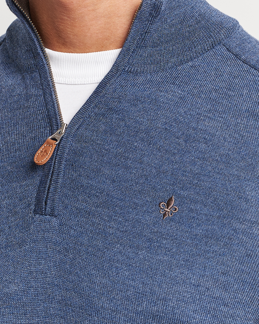 Herren | Pullover | Morris | John Merino Half Zip Mid Blue