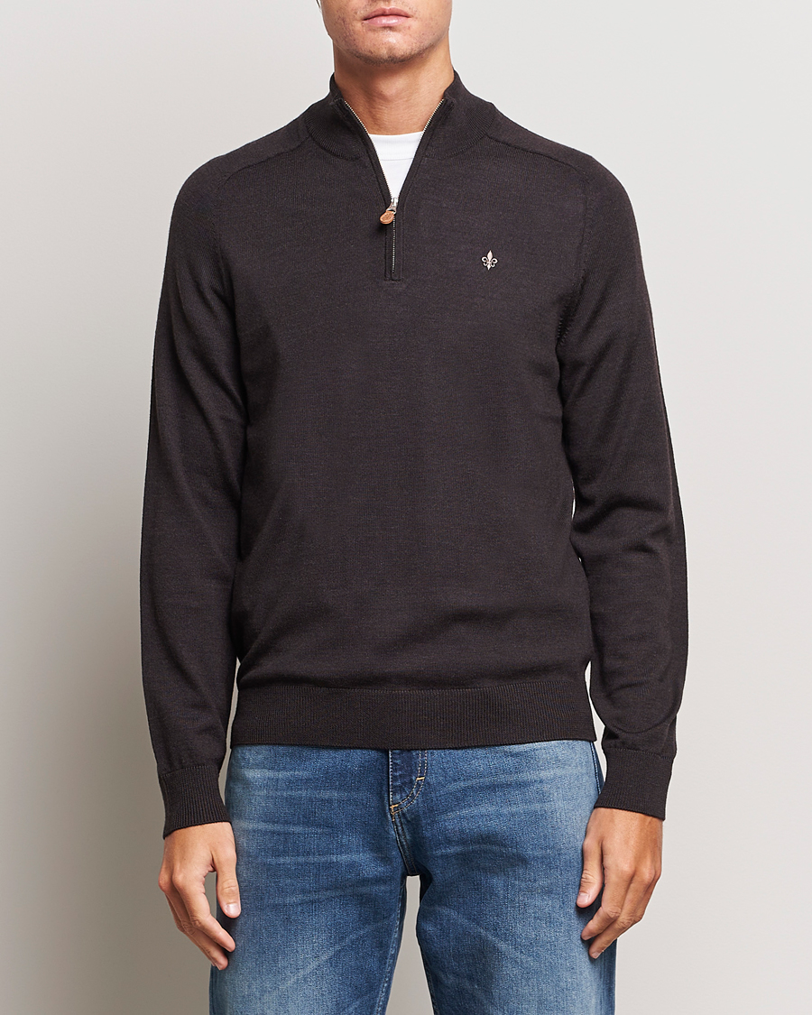 Herren | Pullover | Morris | John Merino Half Zip Brown