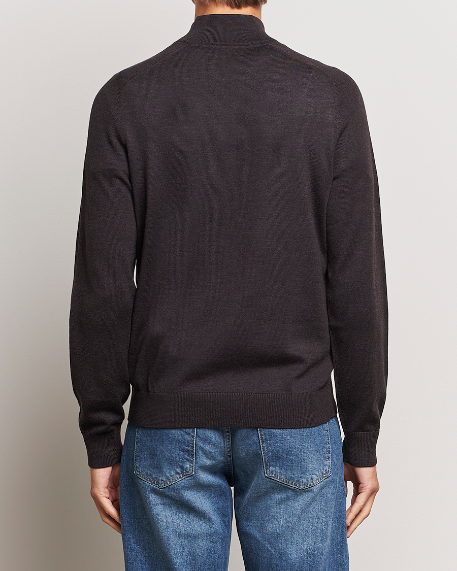 Herren | Pullover | Morris | John Merino Half Zip Brown