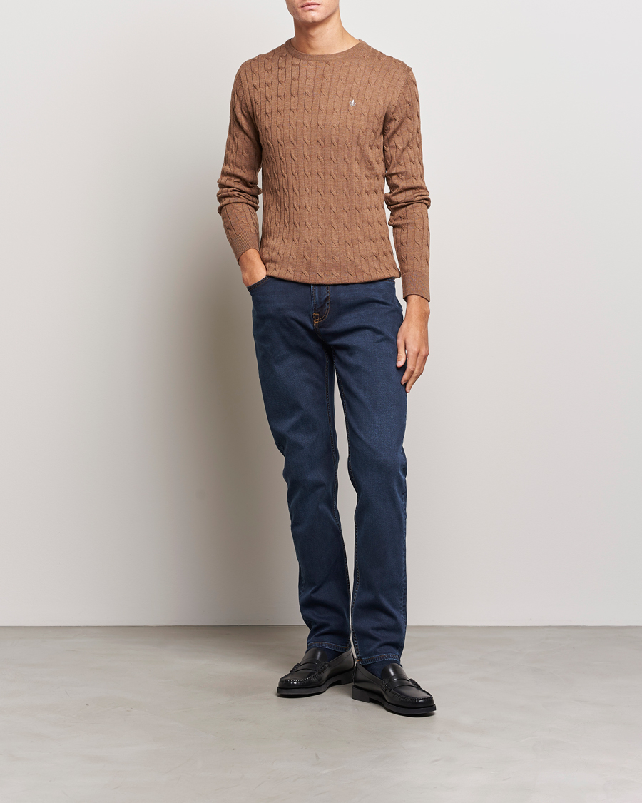 Herren | Pullover | Morris | Merino Cable Crew Neck Camel