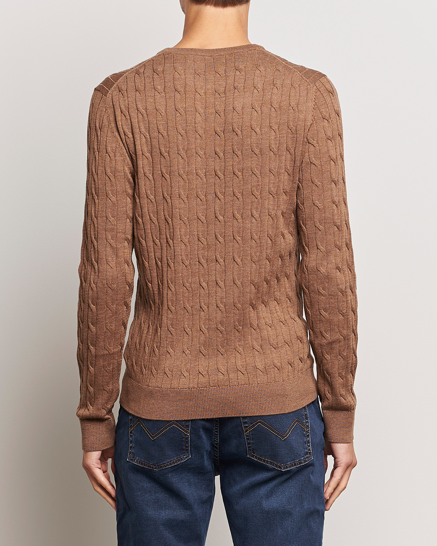 Herren | Pullover | Morris | Merino Cable Crew Neck Camel