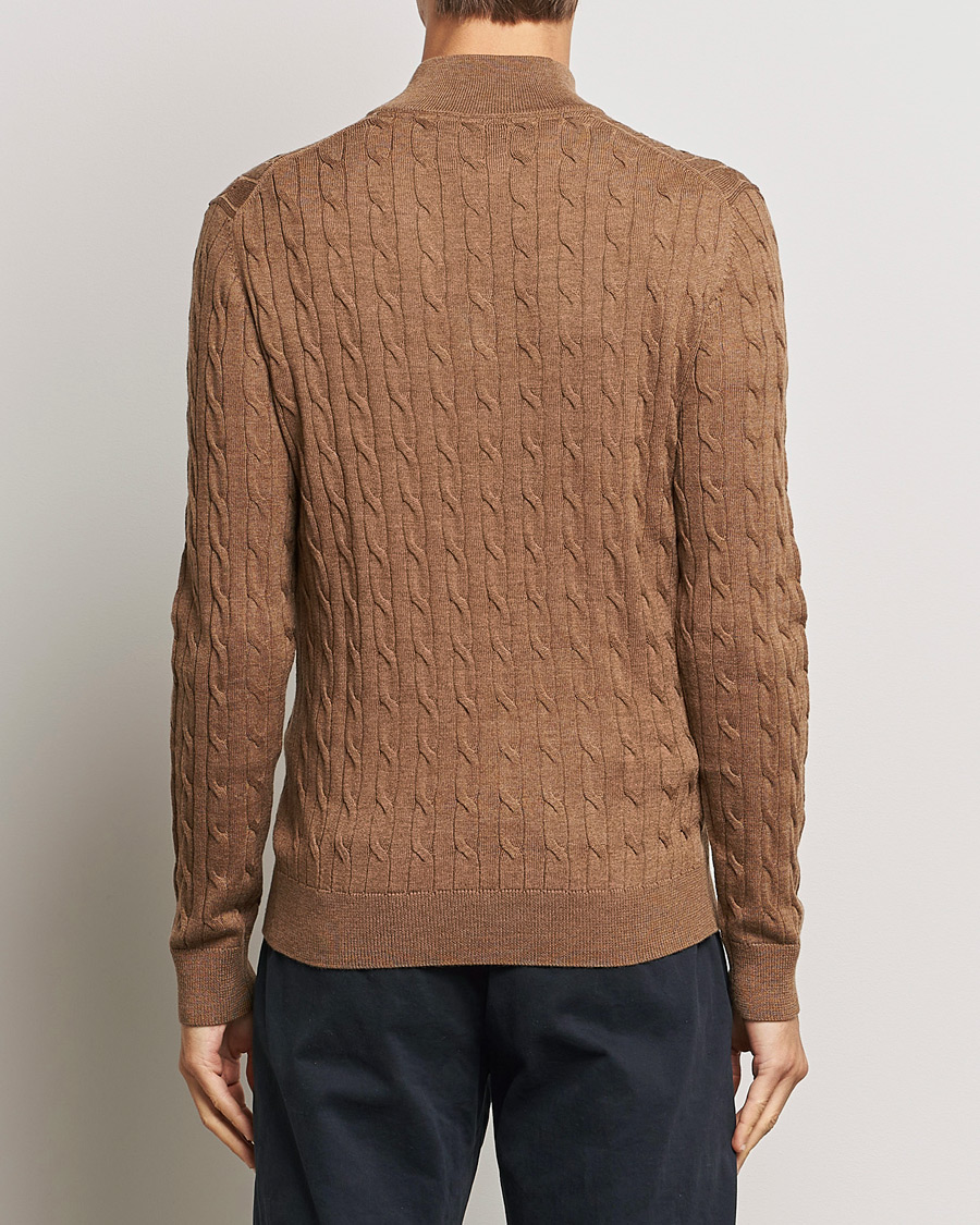 Herren | Pullover | Morris | Merino Cable Half Zip Camel