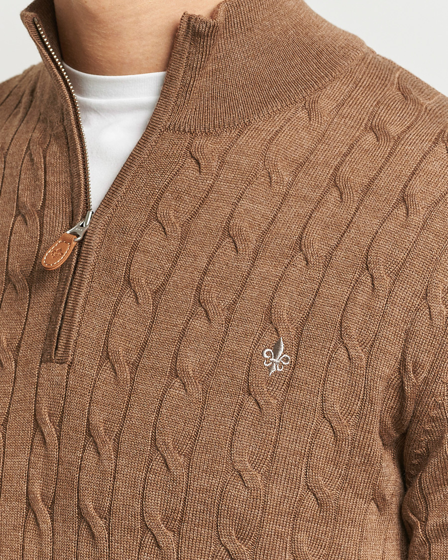 Herren | Pullover | Morris | Merino Cable Half Zip Camel