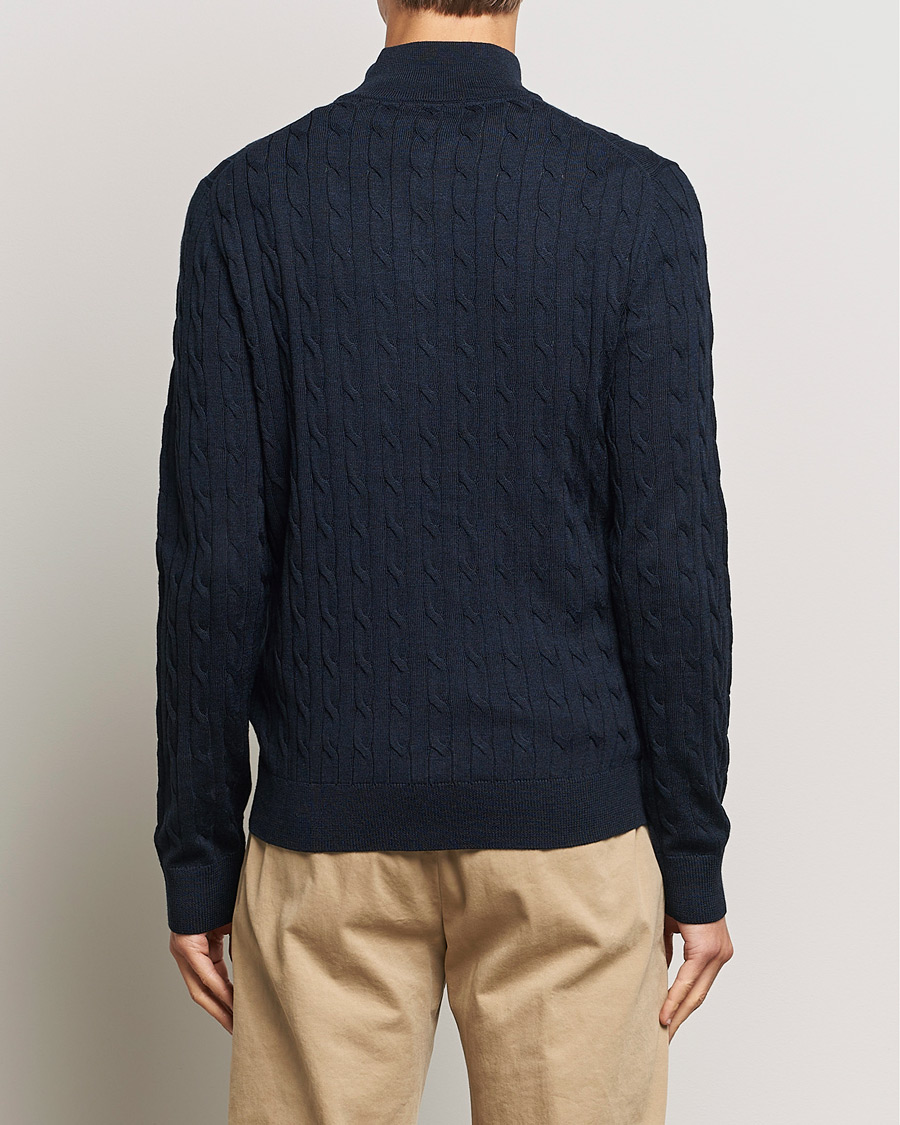 Herren | Pullover | Morris | Merino Cable Half Zip Navy