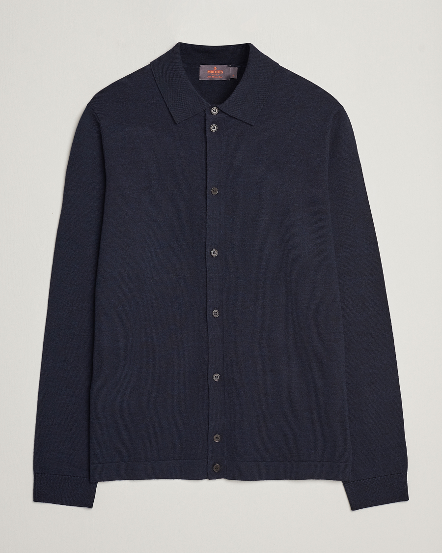 Herren | Pullover | Morris | Merino Knitted Shirt Navy