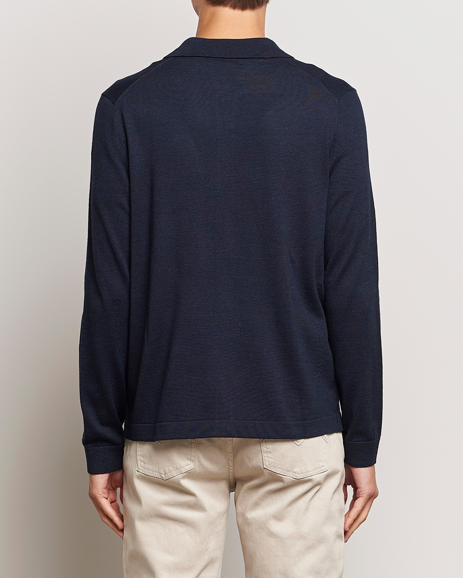Herren | Pullover | Morris | Merino Knitted Shirt Navy