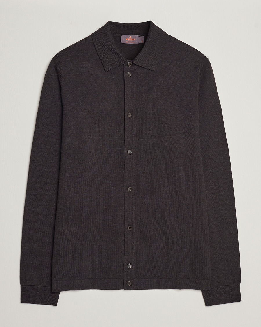 Herren | Pullover | Morris | Merino Knitted Shirt Brown