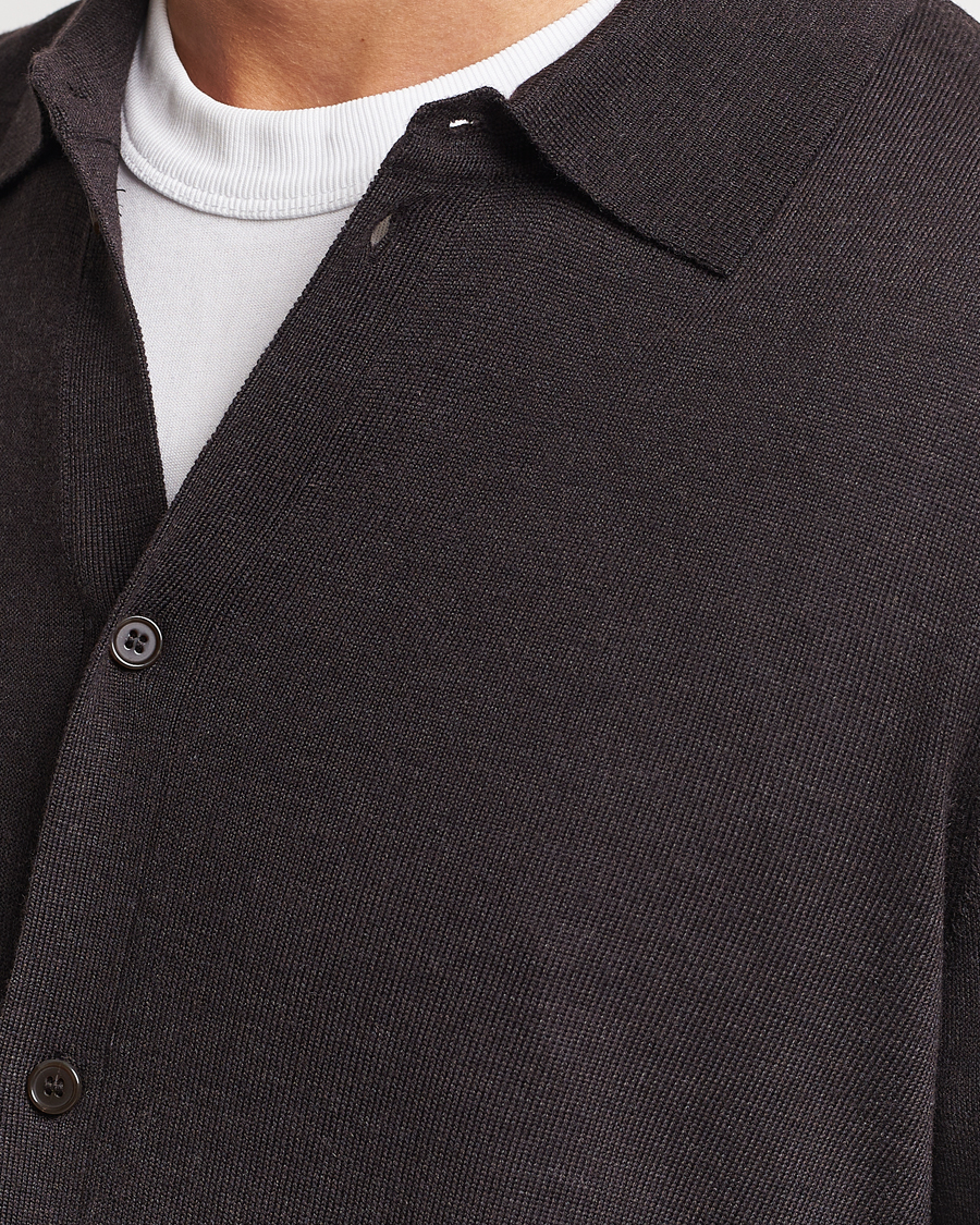 Herren | Pullover | Morris | Merino Knitted Shirt Brown