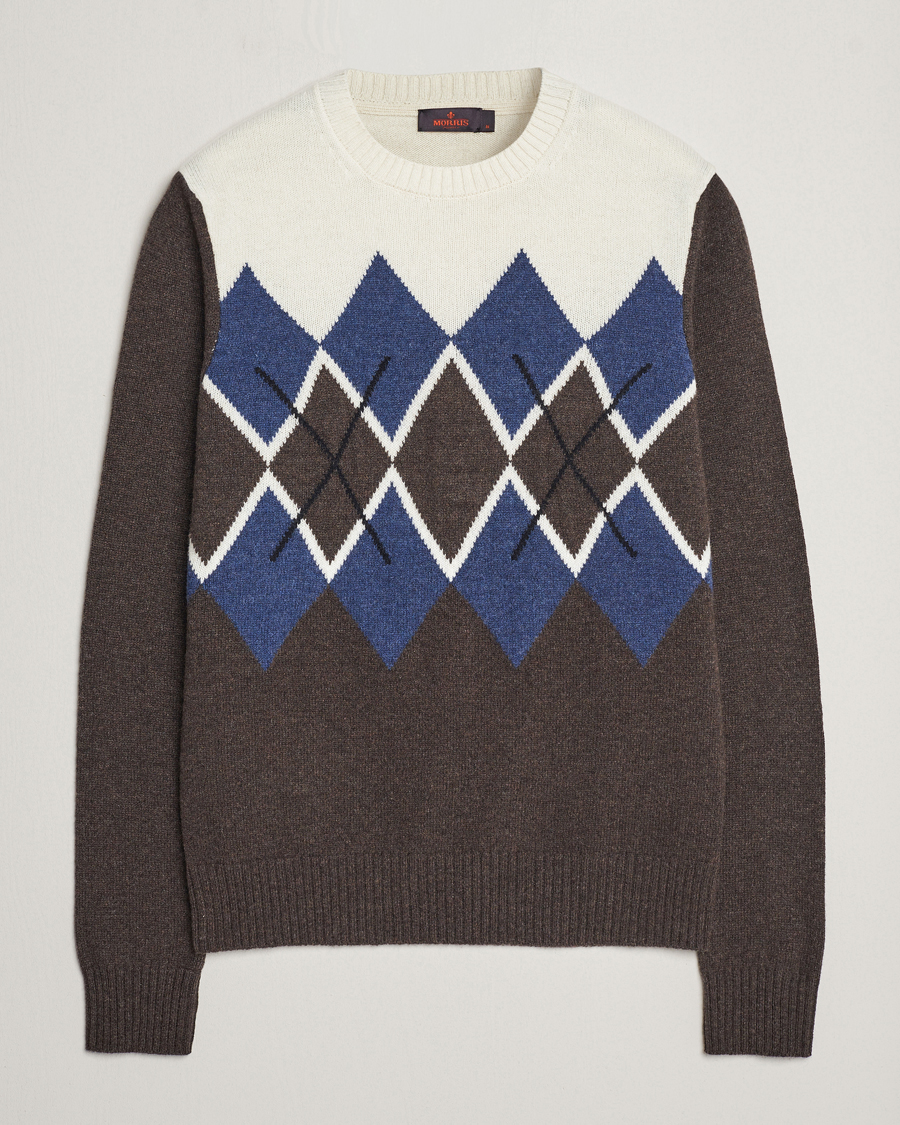Herren | Pullover | Morris | Ayle Argyle Crew Neck Brown
