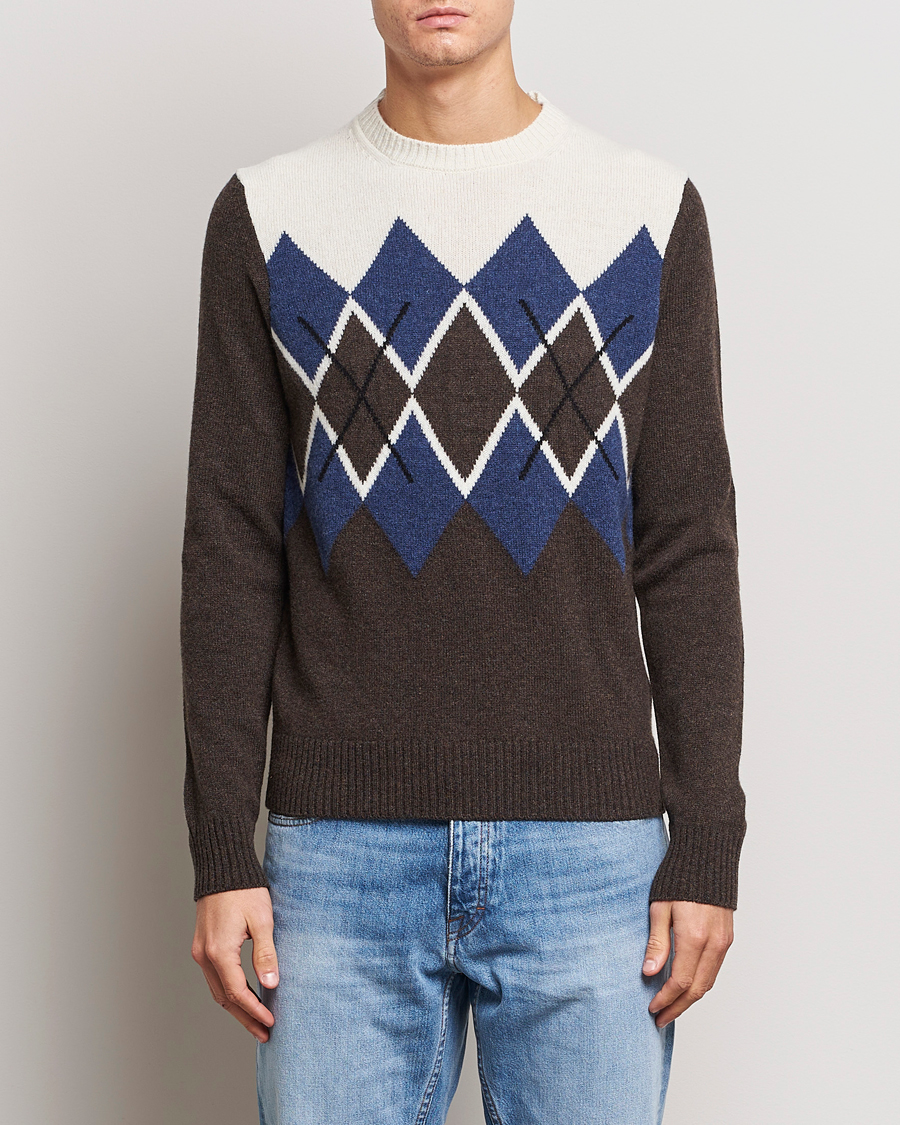 Herren | Pullover | Morris | Ayle Argyle Crew Neck Brown