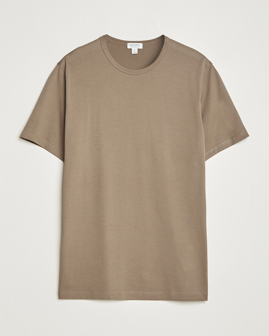 Herren | T-Shirts | Sunspel | Crew Neck Q82 Cotton T-Shirt Cedar