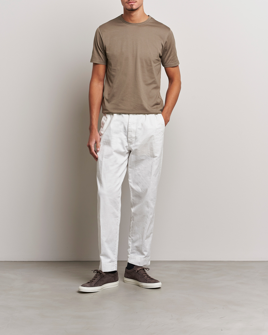 Herren | T-Shirts | Sunspel | Crew Neck Q82 Cotton T-Shirt Cedar